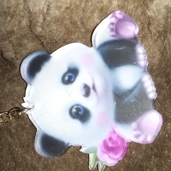 PANDA BABY ACRYLIC HANDMADE 3-IN KEY FOB DESIGN ON BOTH SIDES - Picture 2 of 2
